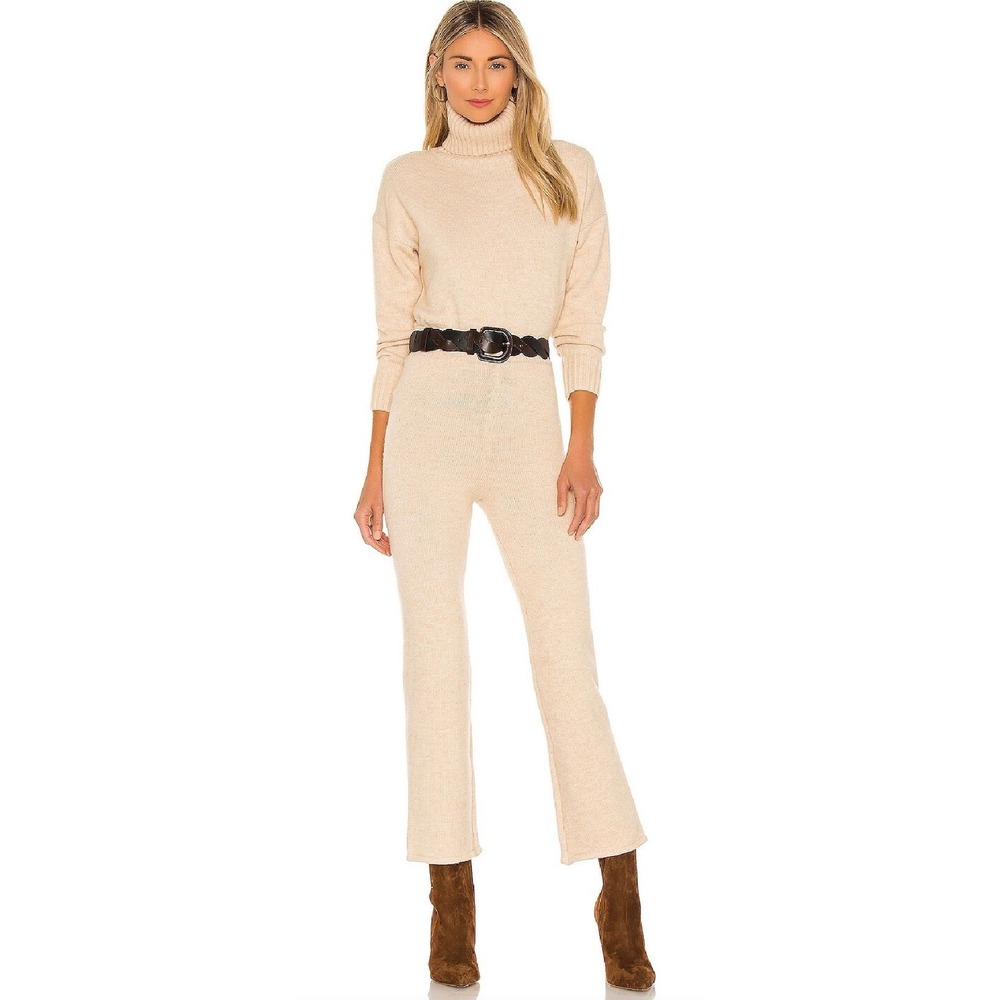 Lovers and Friends Oatmeal Knit High Rise Straight Leg Pants M NWT Cozy Neutral
